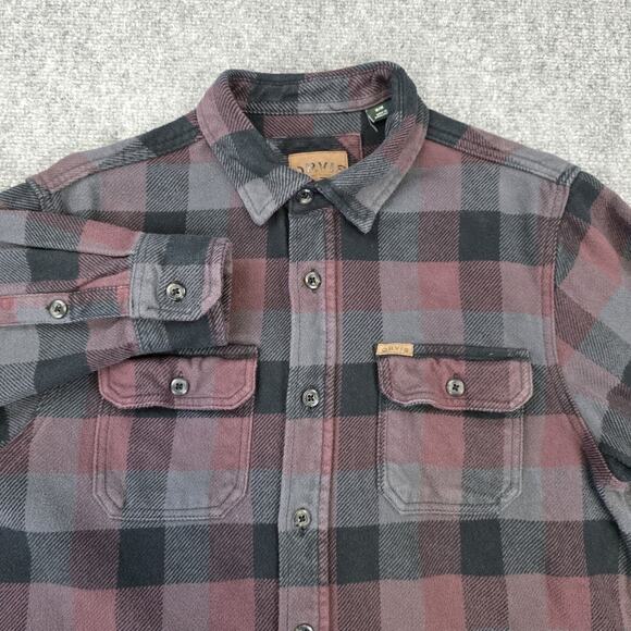 Orvis Shirt Mens Medium Red Gray Plaid Flannel Double Pocket Button Up Shacket - Picture 10 of 16